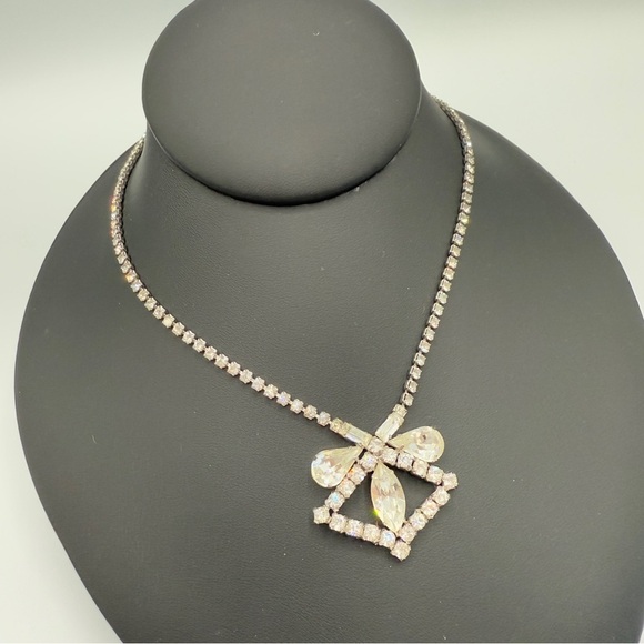 Rare 1940s Old Hollywood Vintage Rhinestone Necklace Signed Jayflex Sterling - Picture 9 of 11
